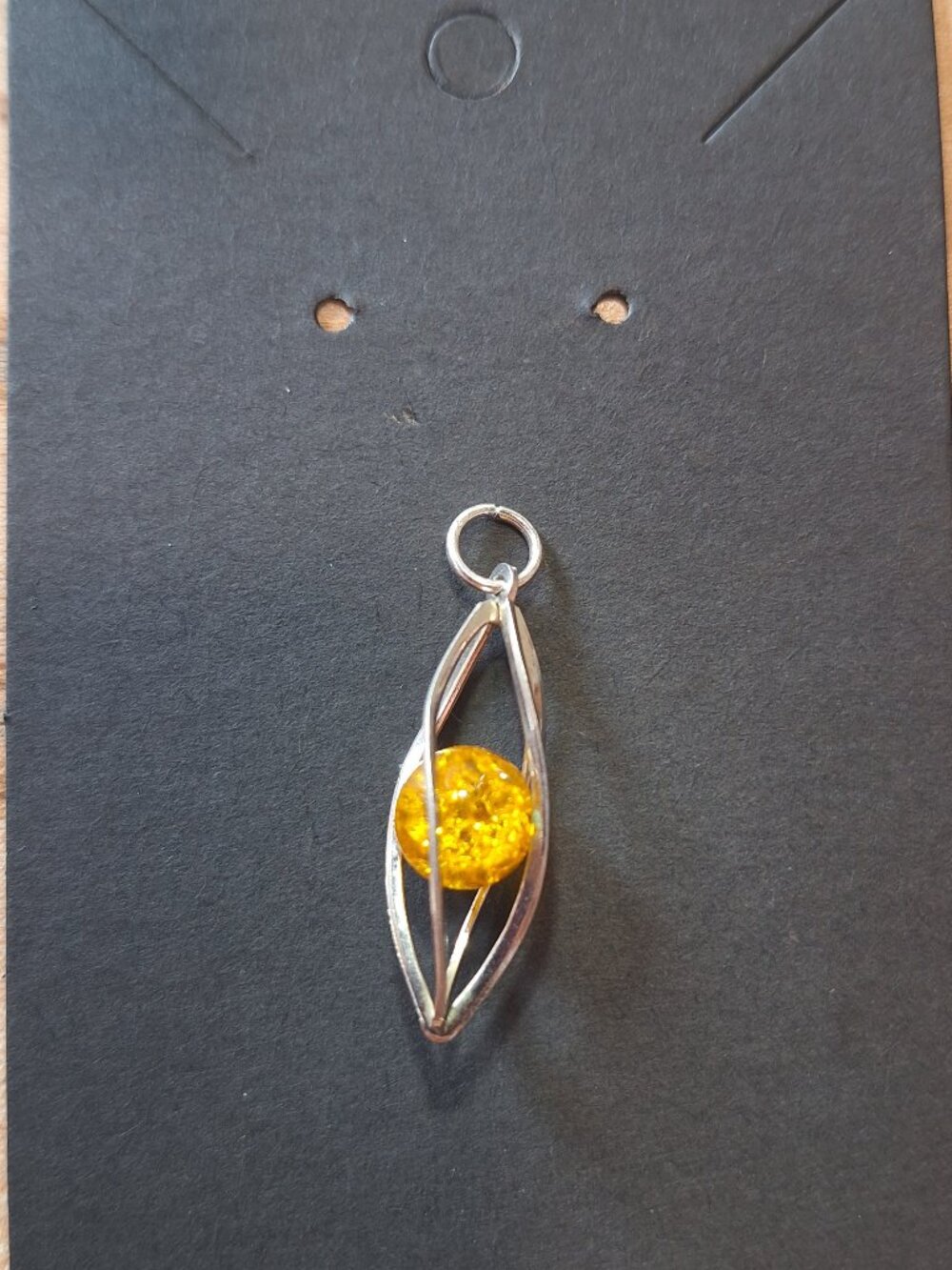 Vintage Honey Amber-Look Pendant – Modernist Cage Design